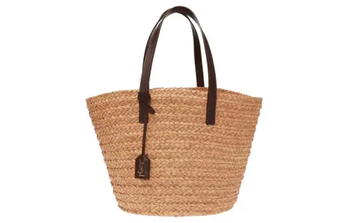 SAINT LAURENT Raffia Fiber Tote Handbag Regular Women's Beige