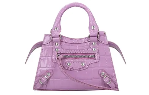 Balenciaga Zip Closure Cow Leather Crossbody Bag Women's Light Purple