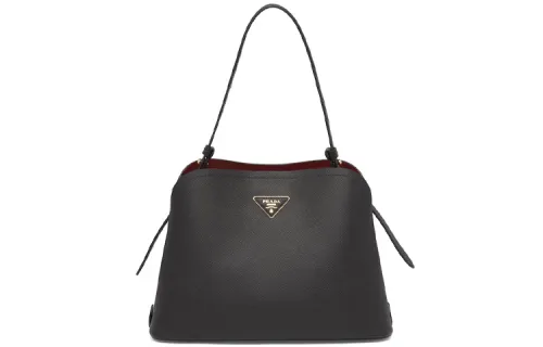 PRADA Matinee Cow Leather Handbag, Shoulder Bag Small Women's Black