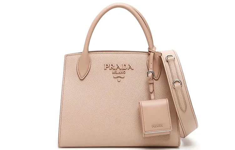 PRADA Cow Leather One Shoulder Handbag Women's Apricot