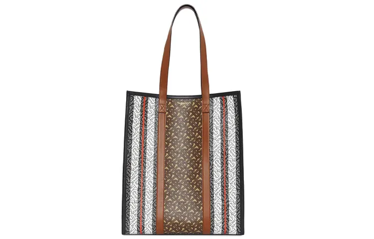 Burberry Monogram-Stripe E-canvas Portrait tote bag