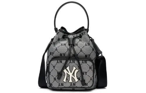 MLB Monogram Collection Polyester Bucket Bag, Handbag, Shoulder Bag, Crossbody Bag Regular Unisex Cool Gray