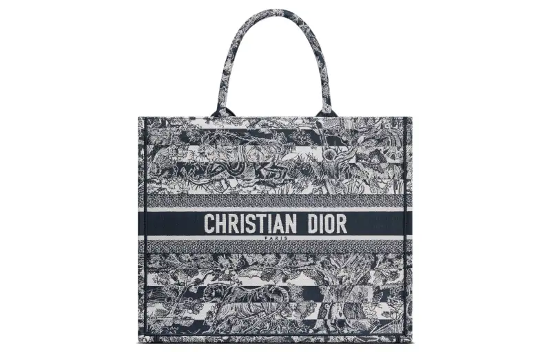 DIOR BookTote Stripes Jungle Large Capacity Tote Bag, Shopping Bag, Handbag Large Women's Blue