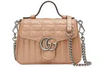 GUCCI GG Marmont Leather Handbag, Shoulder Bag, Crossbody Bag Mini Women's Rose Beige Milk Tea