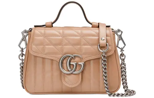 GUCCI GG Marmont Leather Handbag, Shoulder Bag, Crossbody Bag Mini Women's Rose Beige Milk Tea