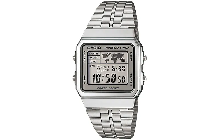 CASIO YOUTH Metal Square Dial Block Quartz Movement Stainless Steel Strap Watch Men's Watches