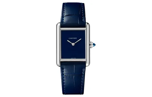 CARTIER TANK DE Quartz Movement Unisex Watch 33.7mm 33.7*25.5*6.6mm Blue Dial Stainless Steel Case