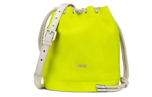 DIOR Canvas Handbag Mini Men's Fluorescent Yellow