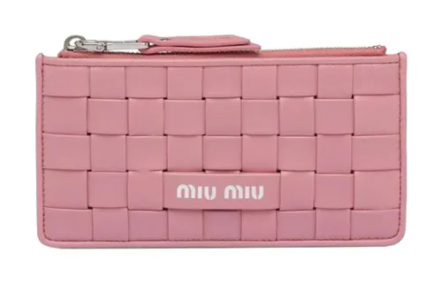 MIU MIU Woven Leather Wallet Women's Pink