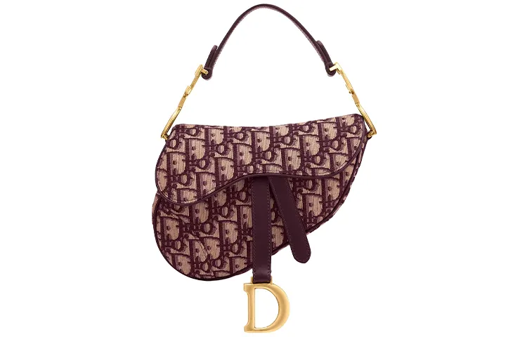 DIOR Saddle Canvas Saddle Bag, Shoulder Bag, Handbag Mini Women's Burgundy
