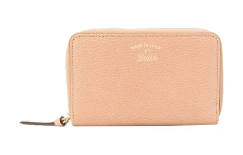 GUCCI Litchi Grain Leather Wallet Women's Light Pink