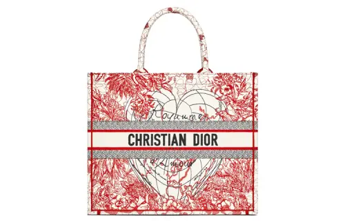 DIOR BookTote Polyester Tote Handbag Regular Women's Red