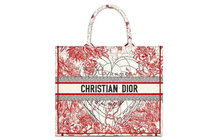 DIOR BookTote Polyester Tote Handbag Regular Women's Red