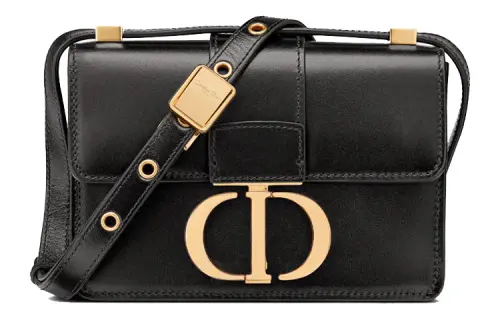 DIOR 30 Montaigne Calfskin Shoulder Bag Women's Black