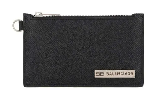 Balenciaga Cow Leather Coin Purse Wallet Men's Black