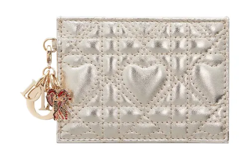 DIOR Lady Dior Sheepskin Wallet, Card Holder Women's Gold