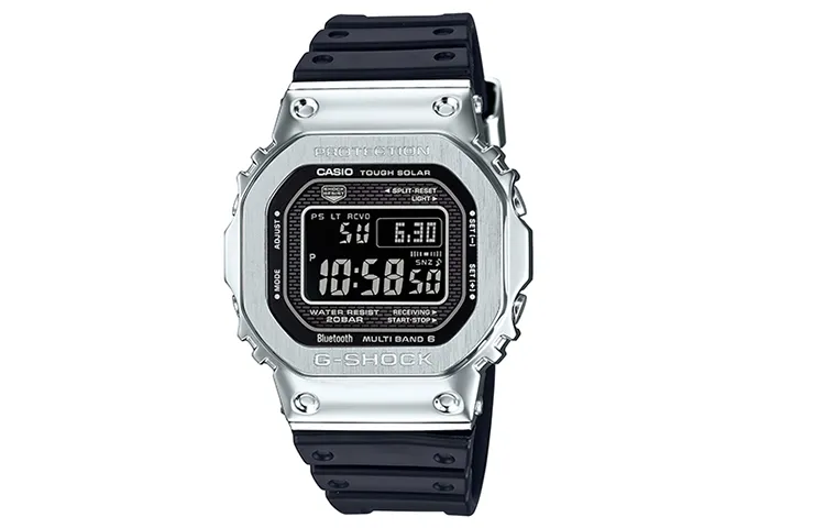 CASIO B5000 Collection All Metal Solar Quartz Movement Resin Strap Watch Men's Watches Black Dial