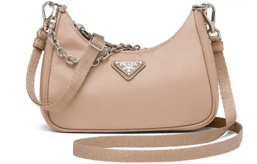 PRADA Nylon Underarm Handbag, Shoulder Bag Women's Flesh Pink