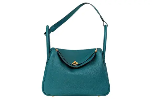 HERMES Lindy Clemence Bullock Leather Handbag, Shoulder Bag 30 Women's W0 Vert Bosphore Bosphorus Green