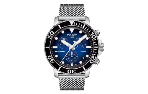 TISSOT Starfish Collection Quartz Movement Men's Watches Watch 45.5mm Blue Dial Stainless Steel Watchband