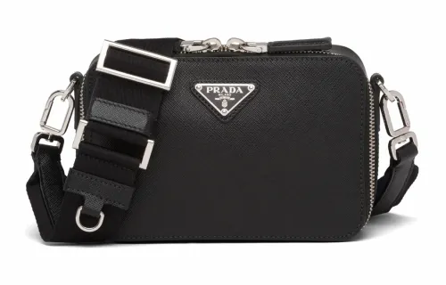 PRADA Leather Crossbody Bag, Shoulder Bag Men's Black