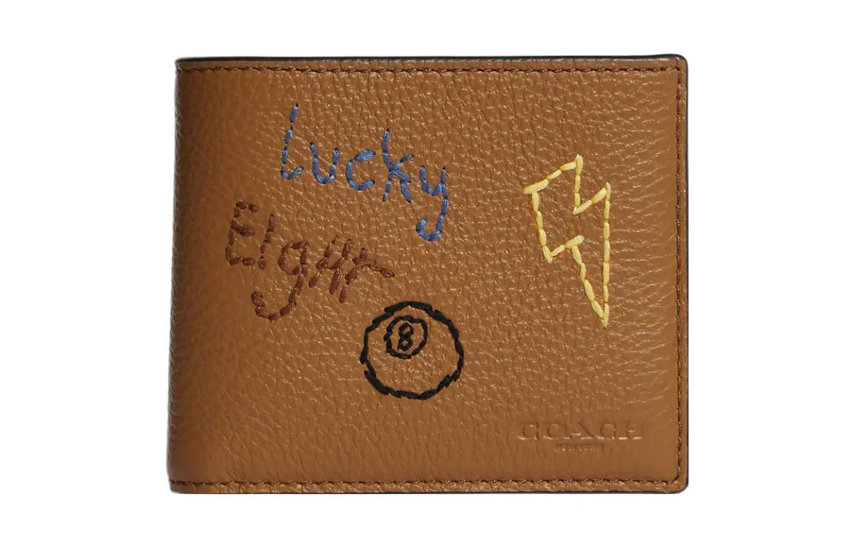 COACH Diary Embroidery Collaboration 3 IN 1 Wallet Leather Wallet Women's Brown