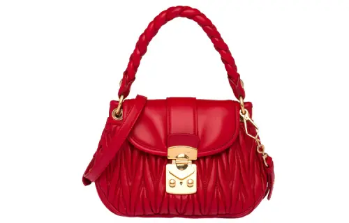 MIU MIU Leather Handbag Women's Red