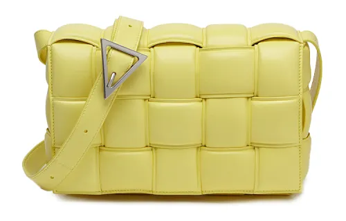 Bottega Veneta Padded Cassette Sheepskin Shoulder Bag, Crossbody Bag Women's Jelly Yellow