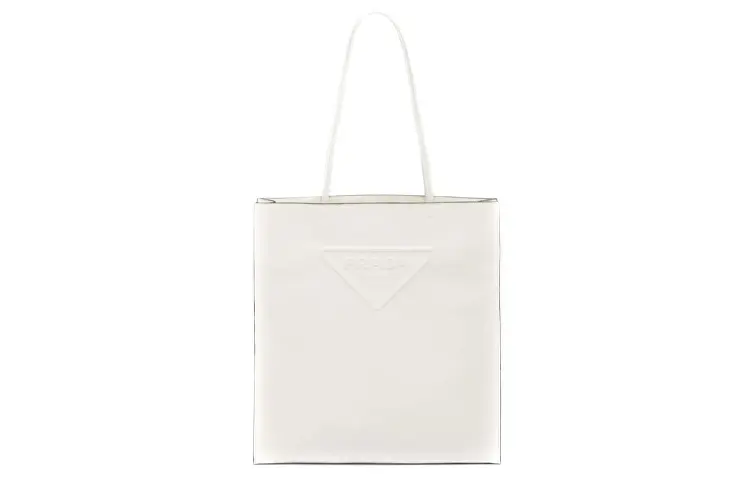 PRADA Leather Tote Bag, Shopping Bag, Shoulder Bag, Handbag Women's White
