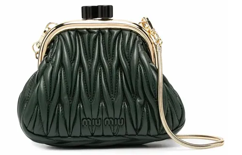 MIU MIU Leather Crossbody Bag, Shoulder Bag Mini Women's Green