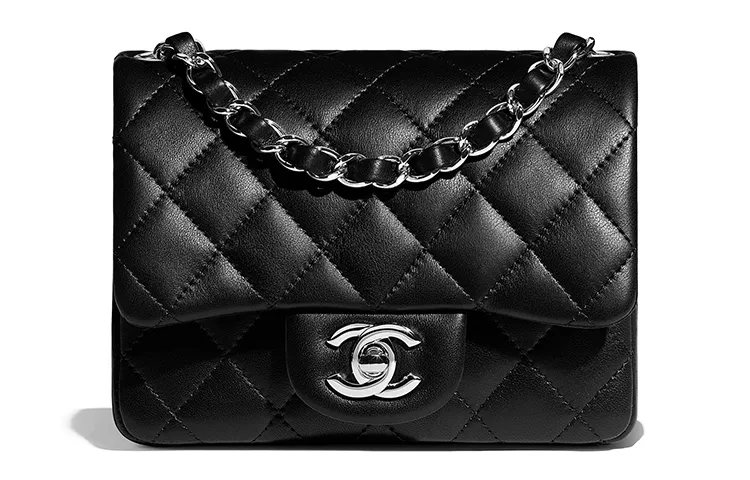 CHANEL Classic Flap CF Lambskin Mini Square Flap Bag, Crossbody Bag, Shoulder Bag Mini Women's Black