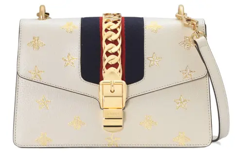 GUCCI Sylvie Leather Crossbody Handbag, Shoulder Bag Women's White