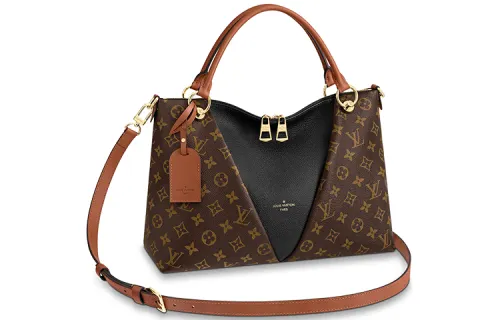 LOUIS VUITTON Zip Closure Cowhide Patchwork Canvas Tote Bag, Shopping Bag, Handbag, Handbag Medium Women's Black