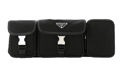 PRADA Cow Leather Fanny Pack Men's Black