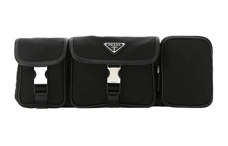 PRADA Cow Leather Fanny Pack Men's Black