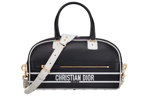 DIOR Detachable Strap Smooth Calfskin Bowling Bag, Gym Bag, One Shoulder Handbag Women's Blue
