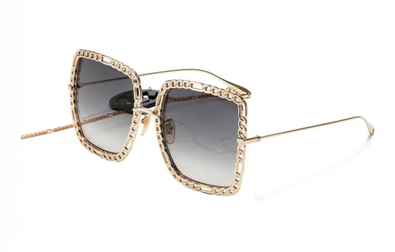 GUCCI Metal Square Sunglasses Women's
