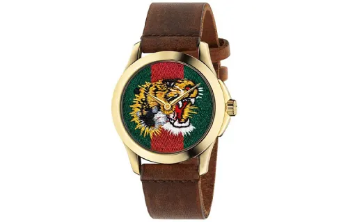 GUCCI Wrist Watches Quartz Movement Leather Strap 38mm Green Dial Men's Watches
