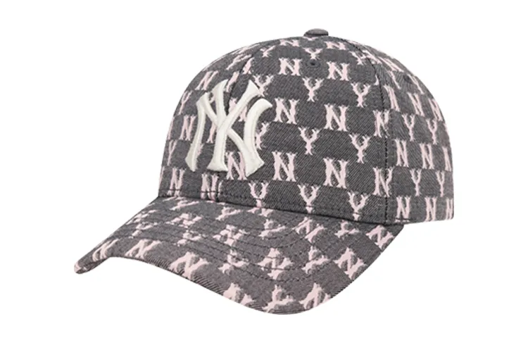 MLB Monogram Polyester Baseball Caps Unisex Denim Black