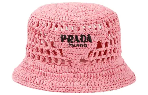 【Replicated_PM】logo-embroidered raffia bucket hat