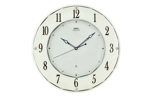Japanese Seiko clock 13-inch silent high-end EMBLEM solid wood office living room quartz wall clock AHS524W