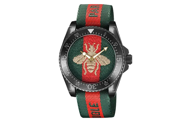 GUCCI Dive Collection Wrist Watches Quartz Movement Nylon Strap Green Dial Men's Watches