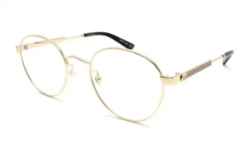 GUCCI Metal Round Prescription Glasses Unisex Gold