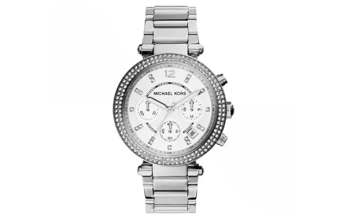 MICHAEL KORS Michael Kors PARKER series watch, quartz movement, stainless steel strap, silver dial, women's watch. Coles MK starry three-eye temperament silver diamond-set waterproof MK5353 single watch