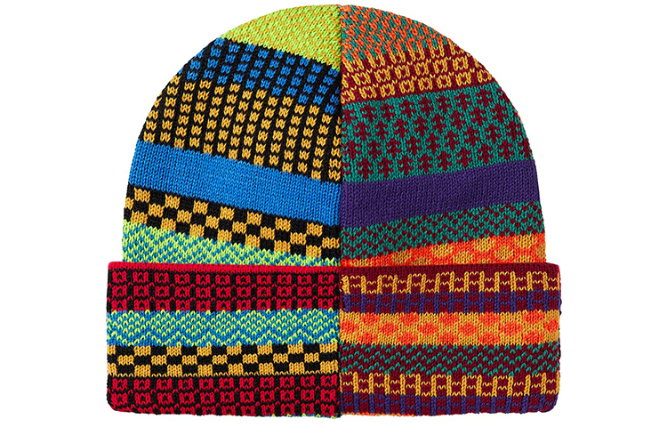 Шапка Supreme FW20 Week 6 Multi Pattern Beanie (черно-серая/цветная) — фото 4
