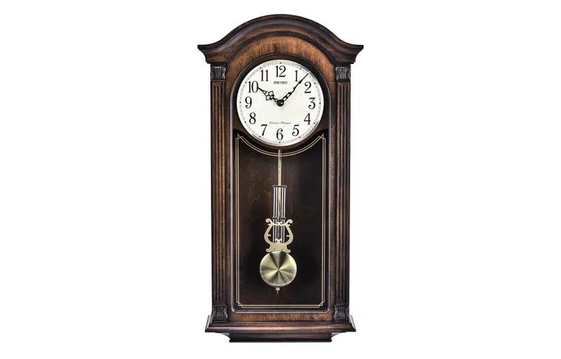 SEIKO Seiko solid wood clock high-end European style living room office hourly music timekeeping quartz movement wooden wall clock men and women same style white QXH066B