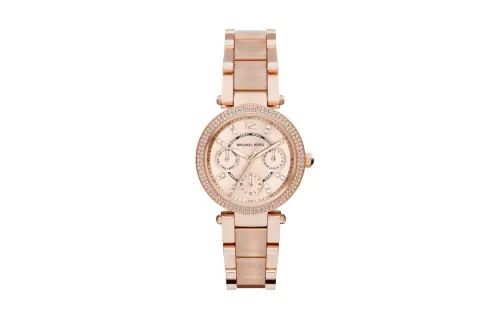 MICHAEL KORS Michael Kors PARKER series watch quartz movement stainless steel strap gold dial women's watch Coles ceramic stitching rose gold diamond fashion simple MK6110 single watch