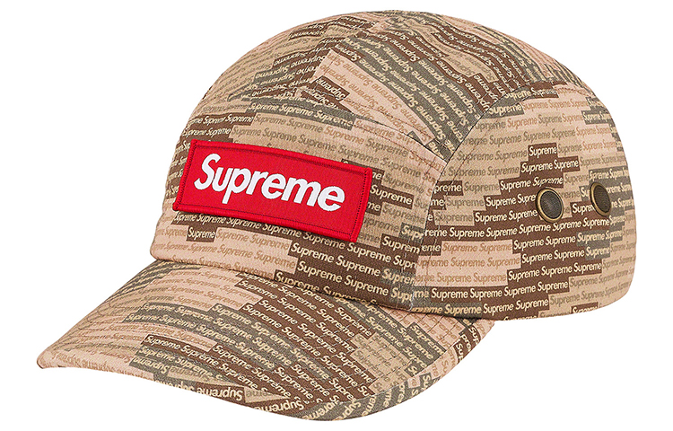 Головной убор Supreme SS21 WEEK 13 Military Camp Cap (черно-зелено-камуфляжный) — фото 13