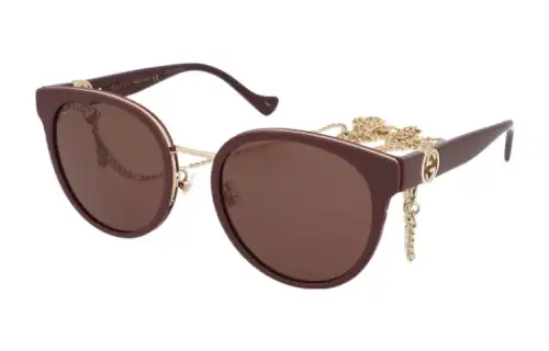 GUCCI Round Sunglasses Women's Red