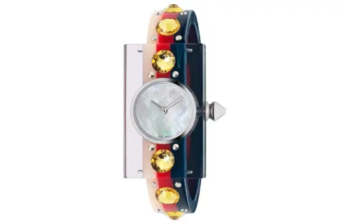 GUCCI Vintage Web Wrist Watches Quartz Movement Resin Strap Mother of Pearl Color Watch Dial Women's Watch